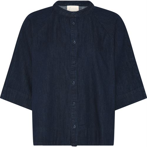 FRAU SKJORTE, ABU DHABI SHORT DENIM SHIRT, DARK BLUE DENIM